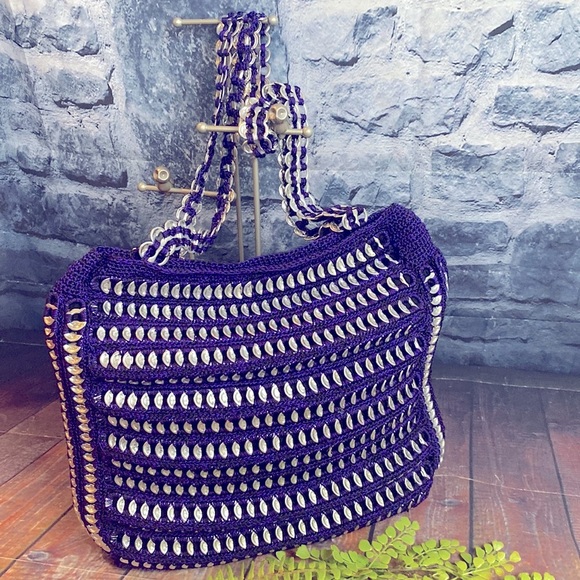 Hand Crafted Crochet Poptab Artsy Popart Shoulder bag tote - Picture 8 of 8